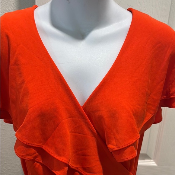 Ralph Lauren Orange Wrap Peplum Blouse - Picture 2 of 4
